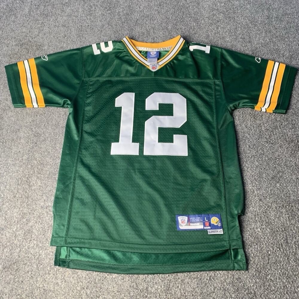Reebok Green Bay Packers NFL Football Jersey #12 Aaron Rodgers Youth Large